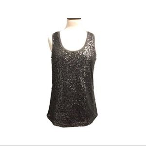Matte Gray Sequin Top SZ M